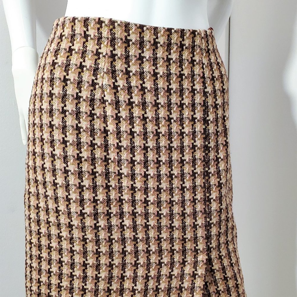 CASLON | Wool-Blend Pink Houndstooth  Skirt | Size 2